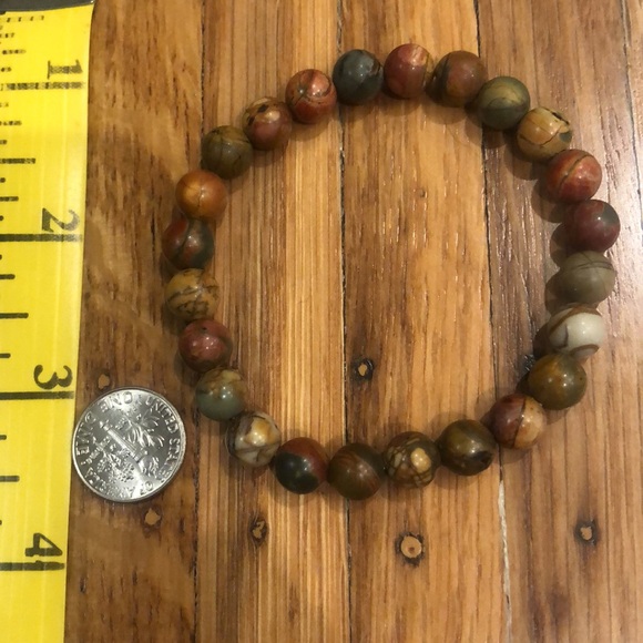 semi precious  Jasper Stone Stretch Bracelet - Picture 3 of 3